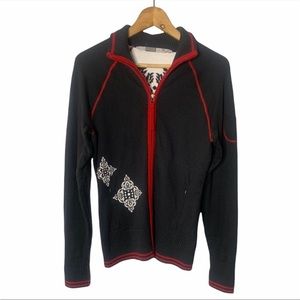 Athleta Black Scroll Print Cozy Zip Up Cardigan